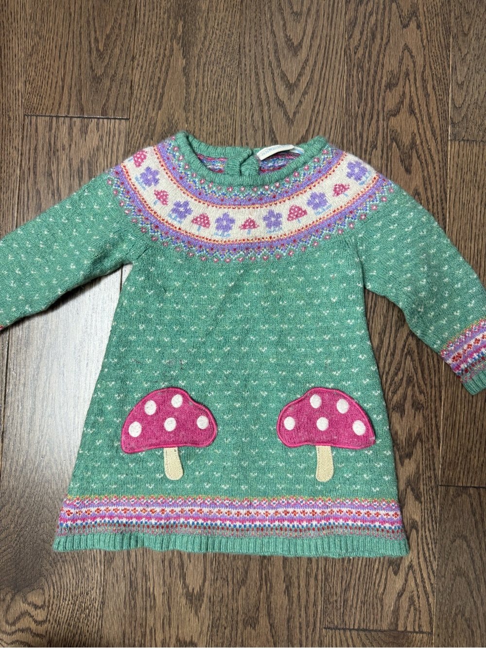JoJo Maman Bebe Mint Green Multicolor Knit Dress